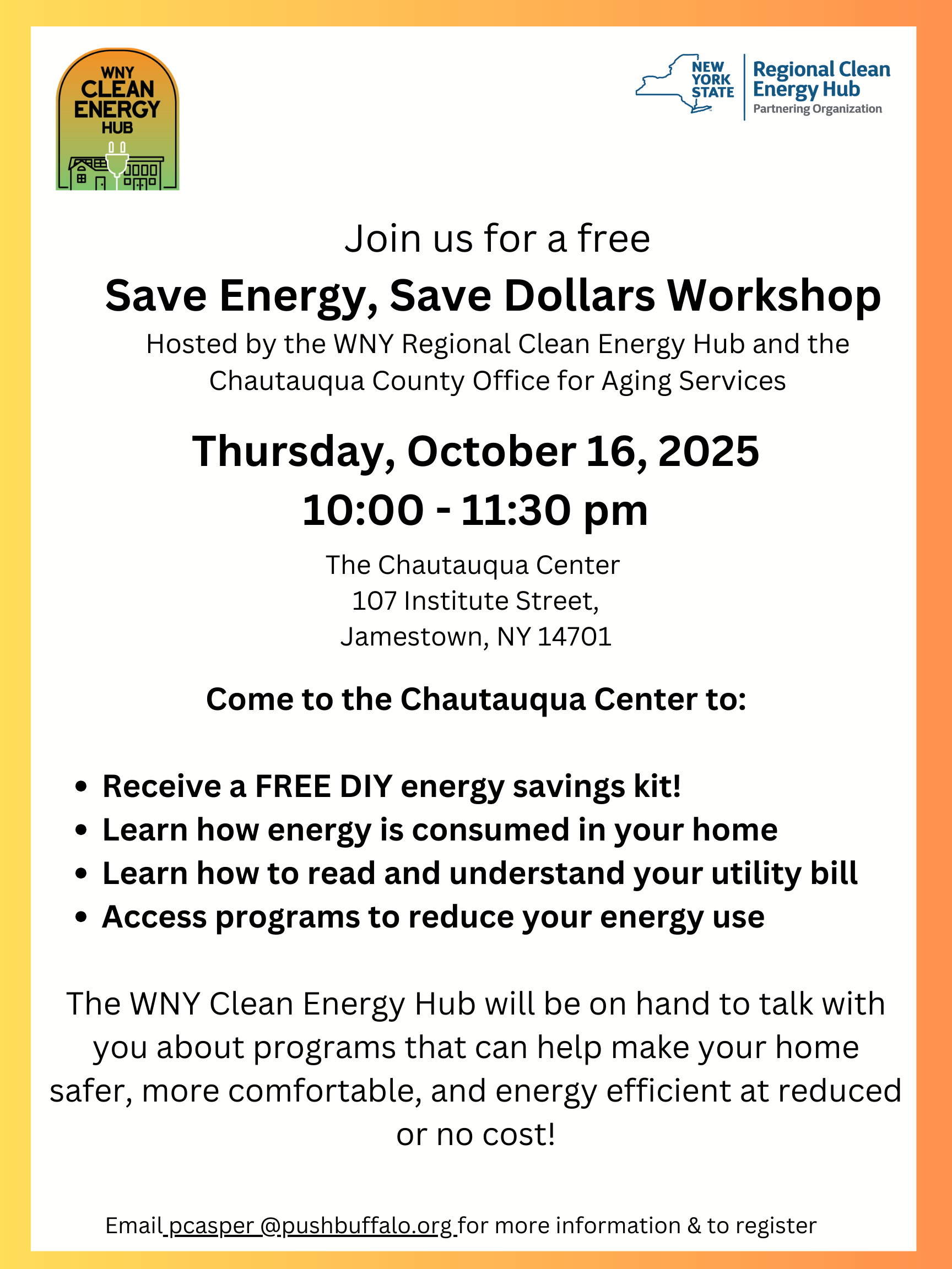 Save Energy, Save Dollars Workshop