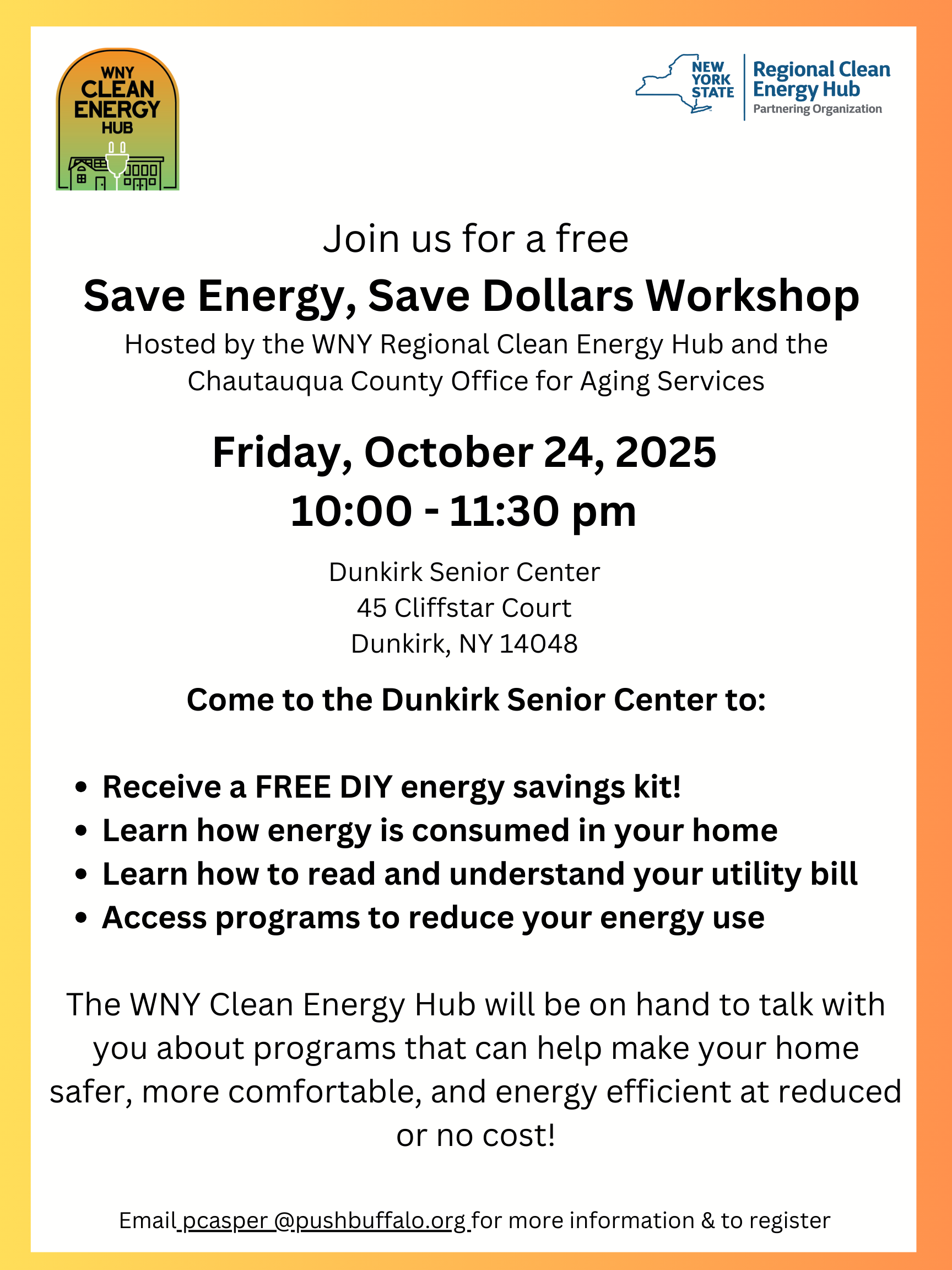 Save Energy, Save Dollars Workshop